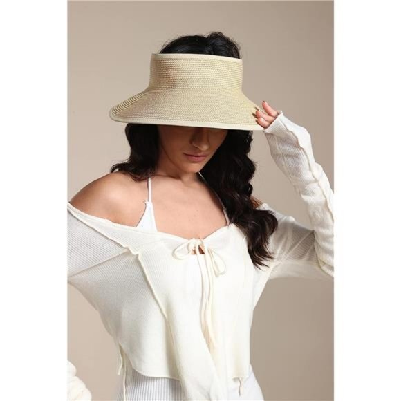 New Sun Visor Hats for Wome  Summer Ponytail Foldable Straw Beach Hat‎ UPF 50+ - Picture 6 of 7
